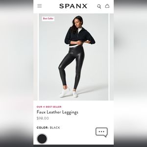 Spanx Faux Leather Leggings - Size M - NWT